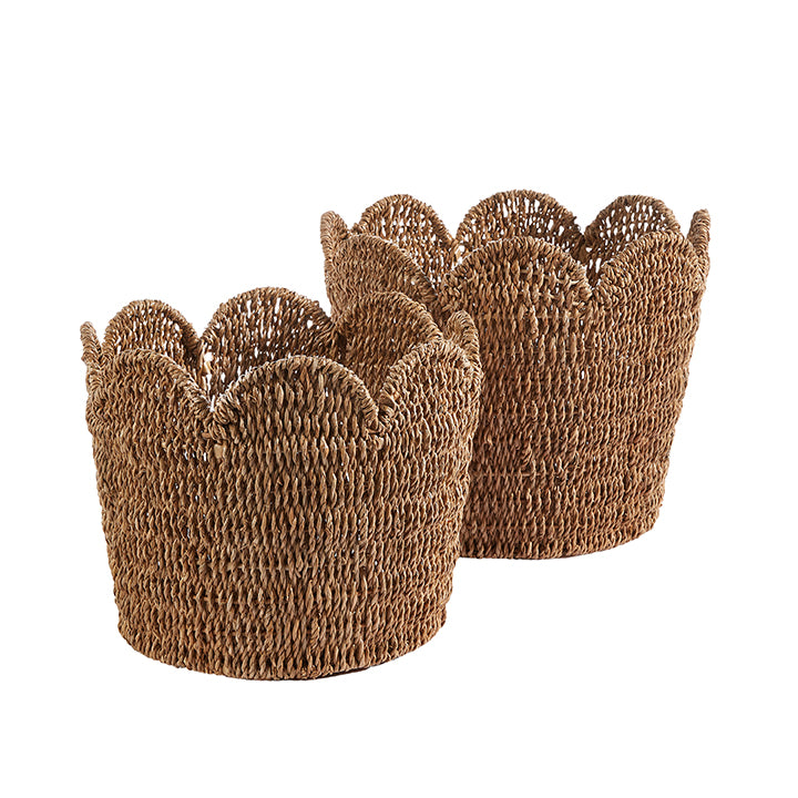Scalloped Rattan Basket