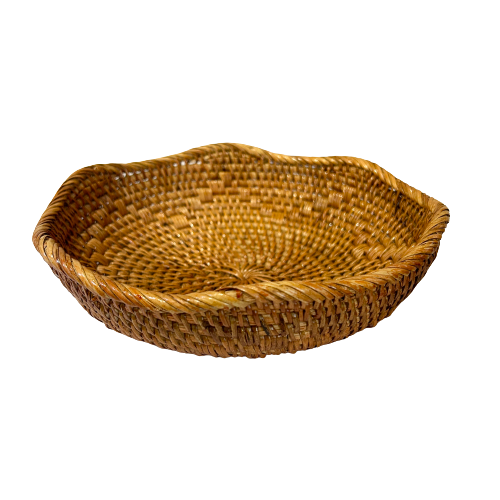 Scalloped Rattan Basket