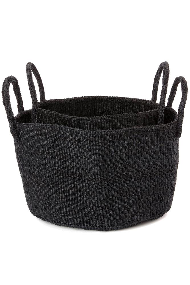 Usiku Sisal Kamba Floor Basket - Black