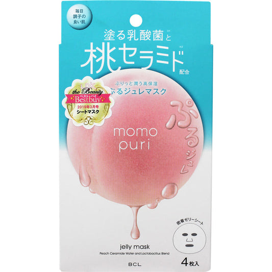 BCL Momo Puri Peach Jelly Mask 4pcs<br>蜜桃神经酰胺乳酸菌清爽型面膜