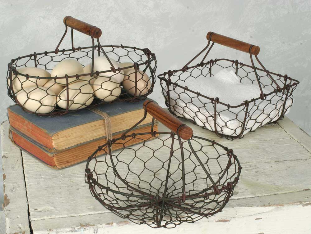 Chicken Wire Baskets - Set of 3