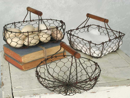 Chicken Wire Baskets - Set of 3