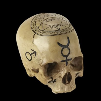 Pentagram Skull | Human Head Scalp Figurine Decor | 5"