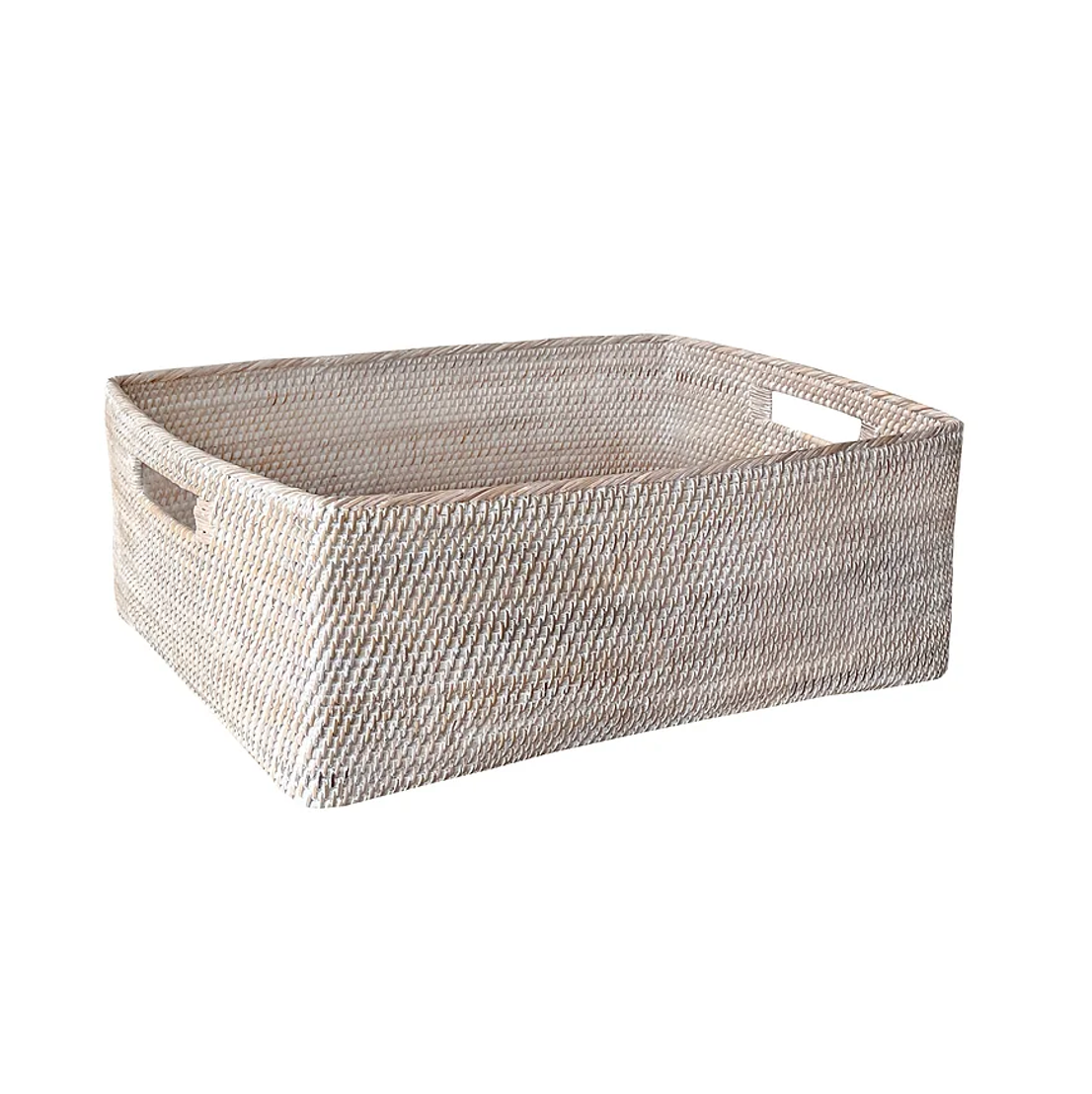 Whitewashed Rattan Handled Basket (3 sizes)