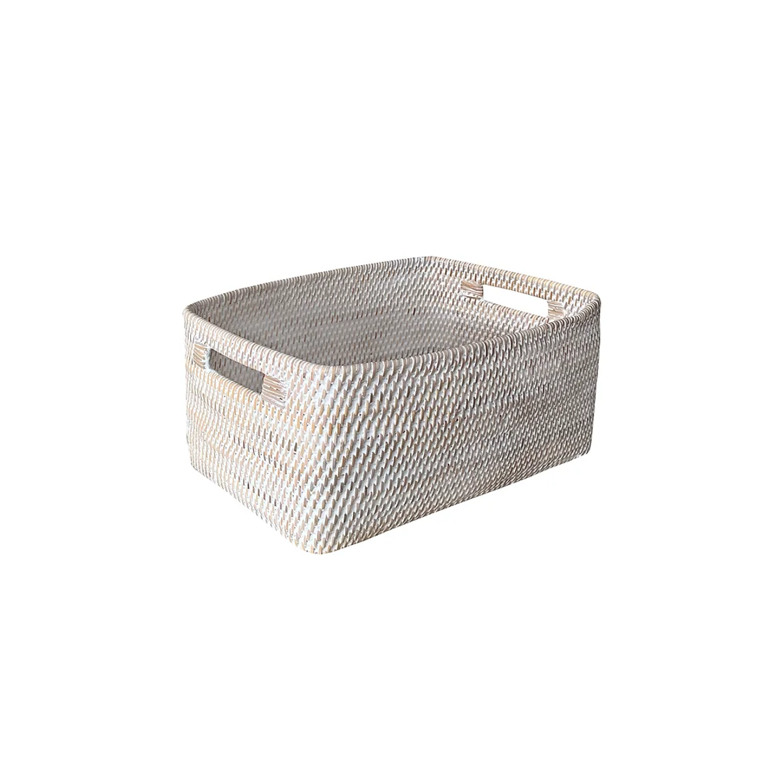 Whitewashed Rattan Handled Basket (3 sizes)