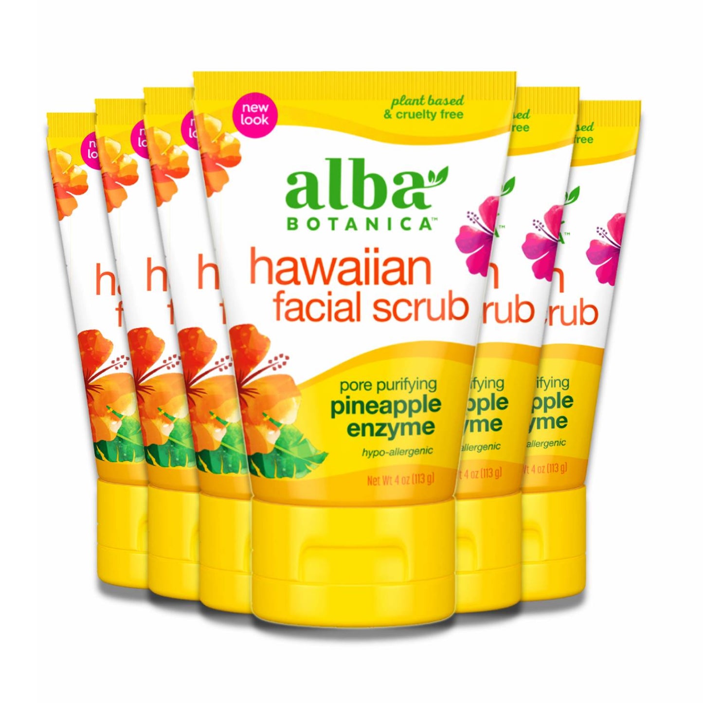 Alba Botanica Hawaiian Facial Scrub, Pore Purifying Pineapple Enzyme, 4 Oz - 6 Packs