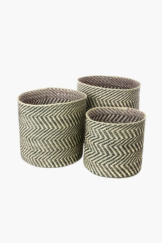 Black and Natural Maila Milulu Reed Basket