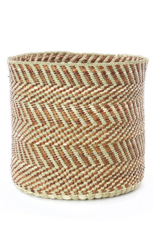 Brown & Natural Maila Milulu Reed Woven Storage Baskets- 2 Sizes Available