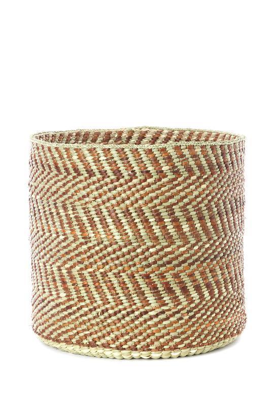 Brown & Natural Maila Milulu Reed Woven Storage Baskets- 2 Sizes Available