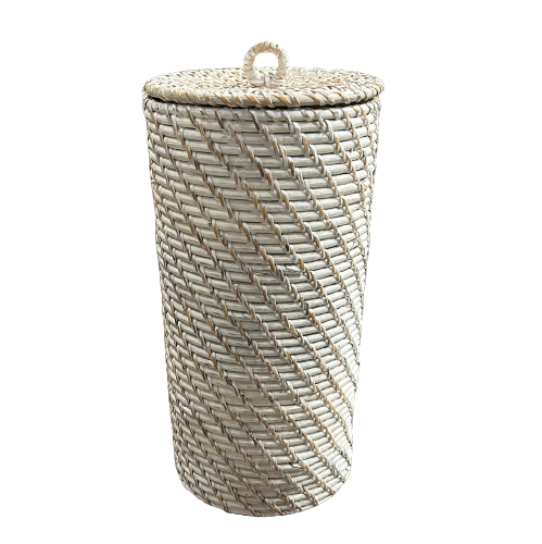 Whitewashed Rattan Toilette Roll