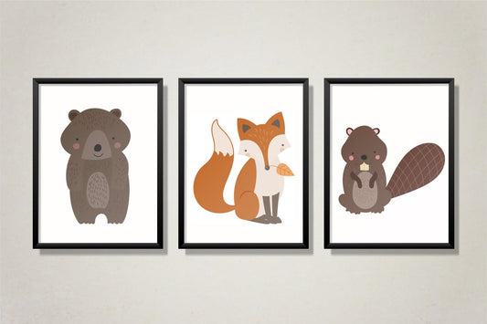 Woodland Animals Art Prints - Set