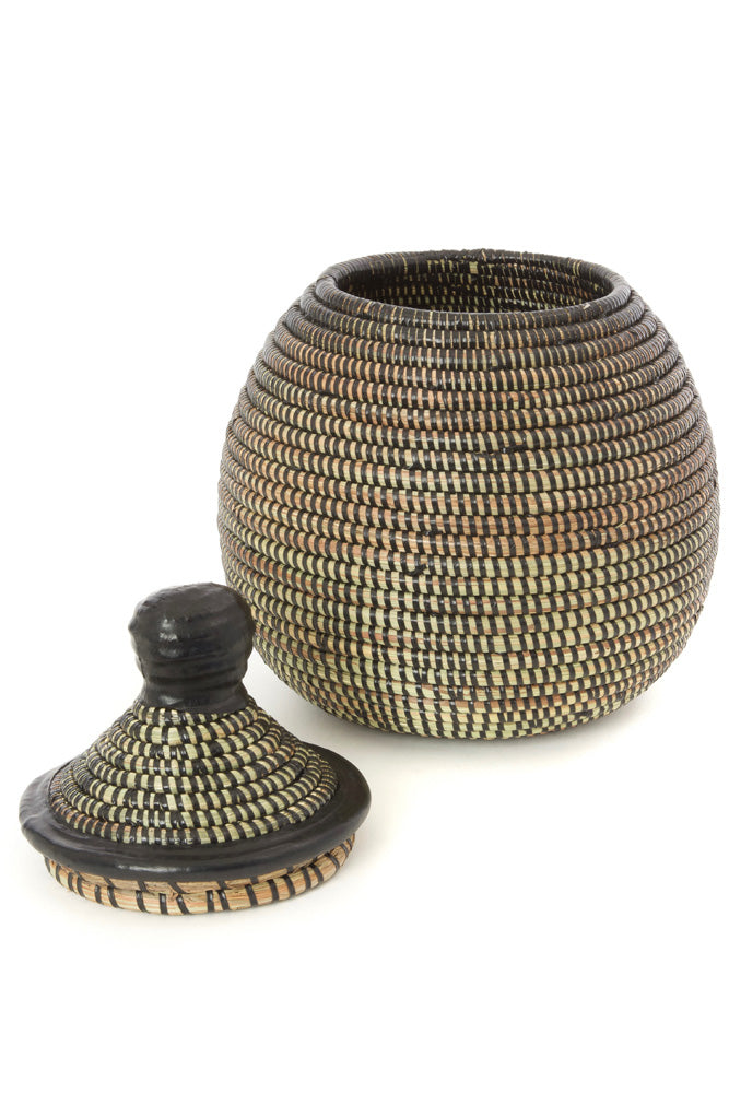 African Lidded Gourd Basket