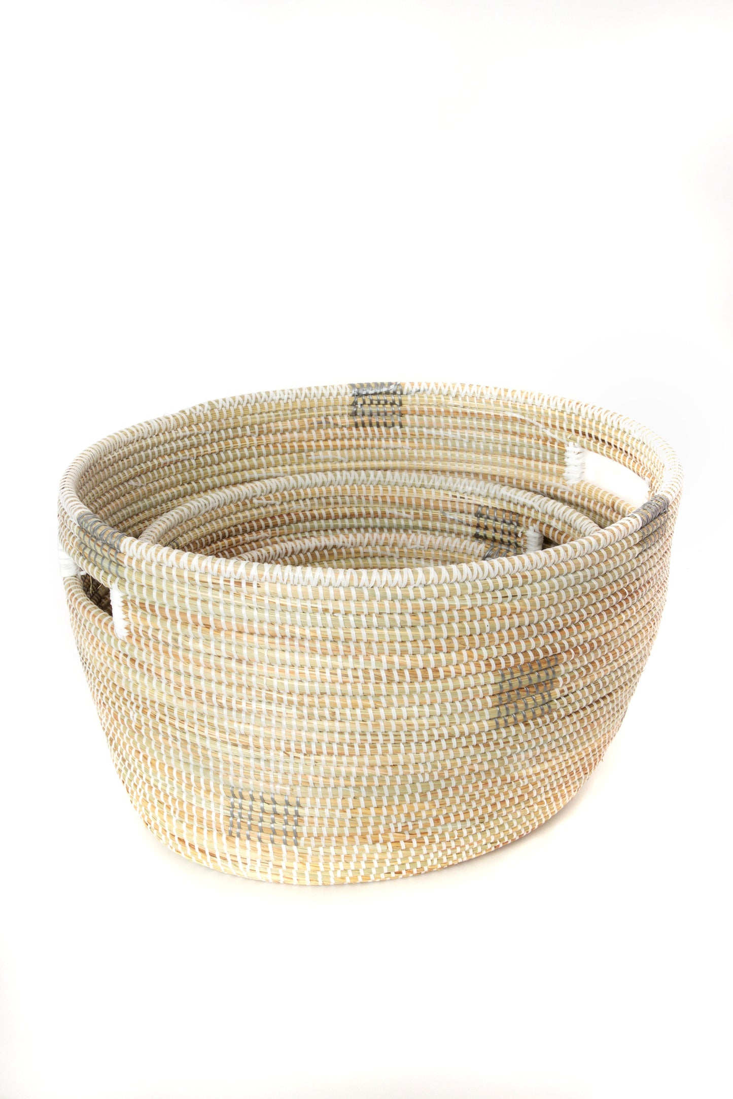 Silver and White Block Print Nesting Baskets