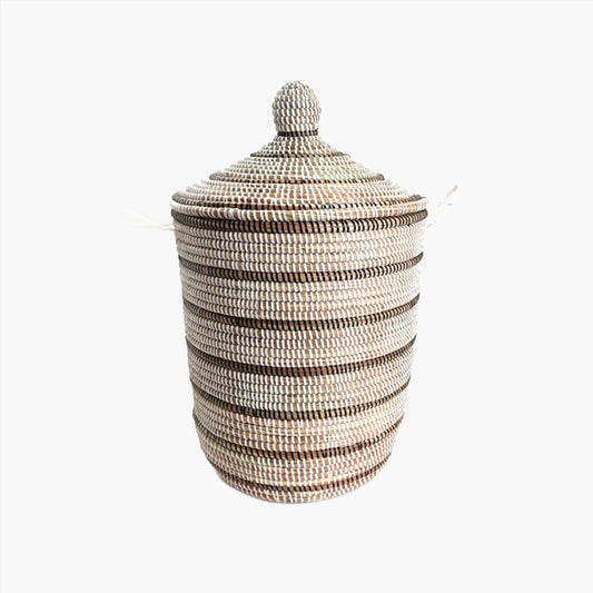Striped White + Black Basket