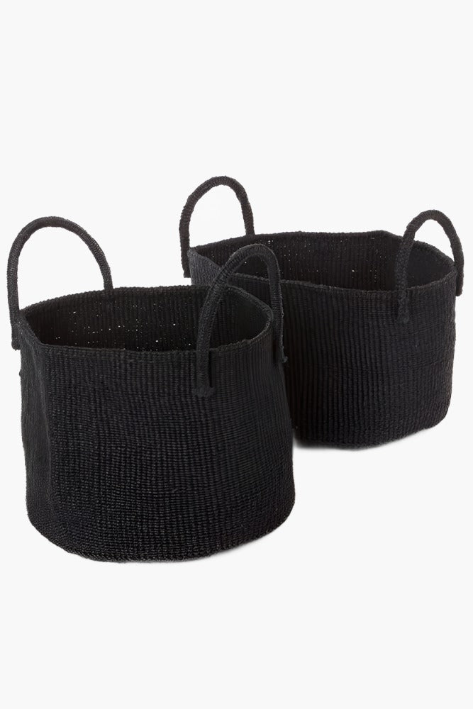 Usiku Sisal Kamba Floor Basket - Black