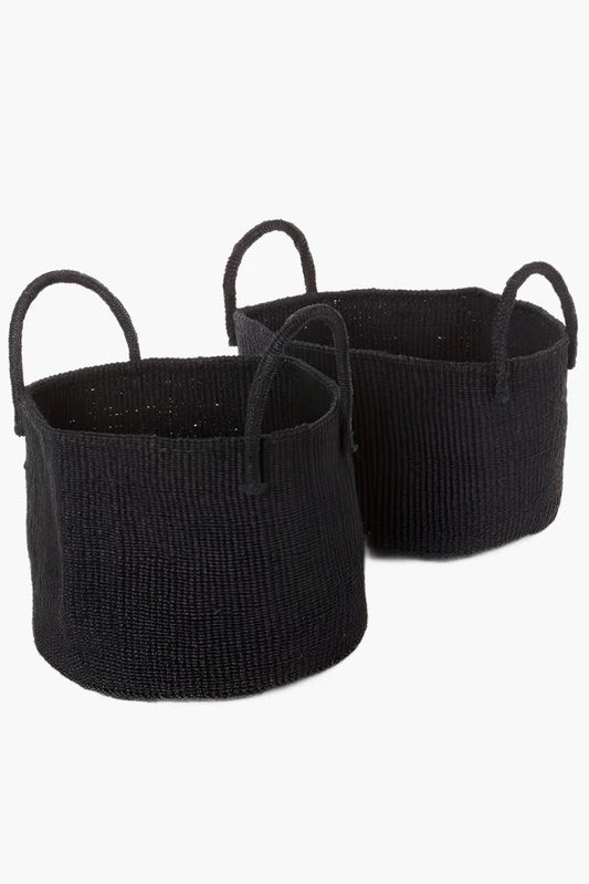 Usiku Sisal Kamba Floor Basket - Black