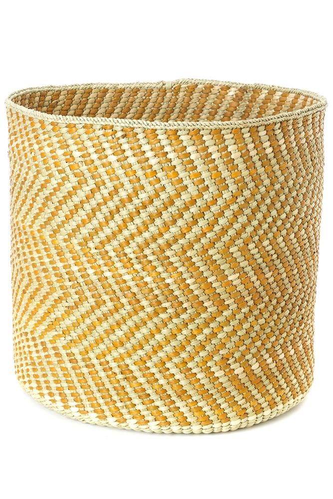 Yellow and Natural Maila Milulu Reed Basket
